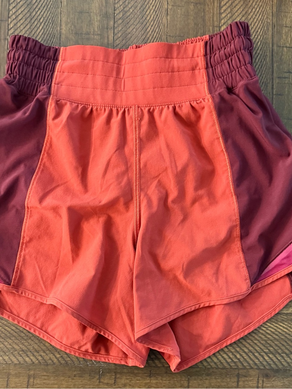 lululemon athletica Coral and Berry Panel Running Shorts Size 2